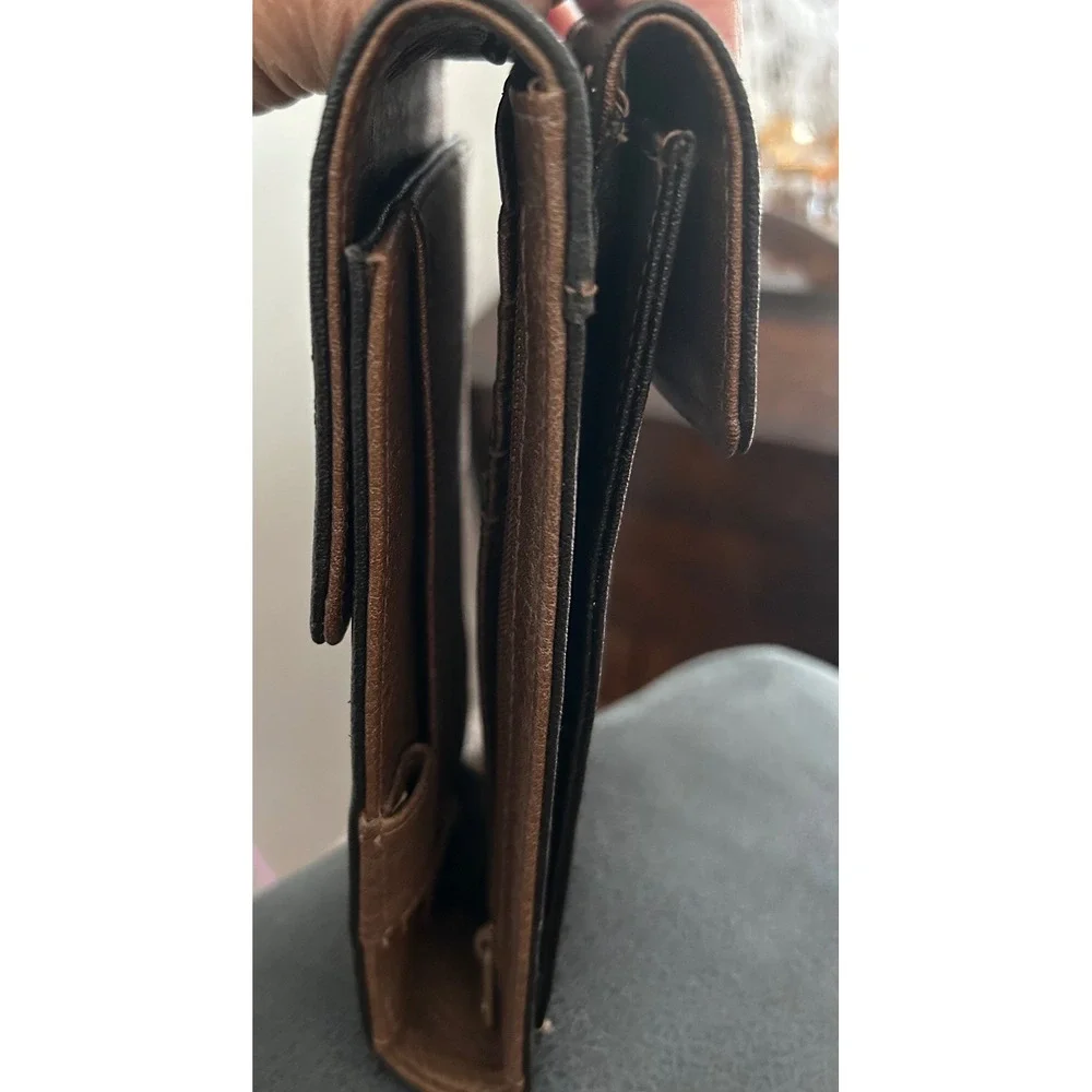 The Limited Black Faux Leather Tri-Fold Travel Wallet Organizer ID Window Black